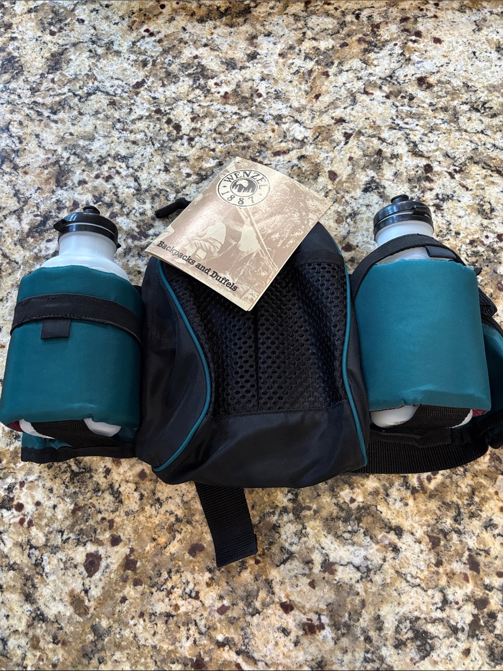 Unbranded Teal and Black Double Water Bottle Running Belt